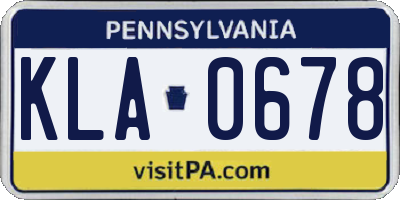 PA license plate KLA0678