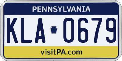PA license plate KLA0679