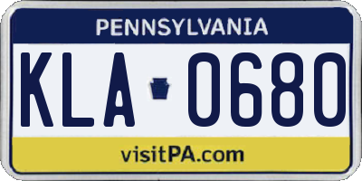 PA license plate KLA0680