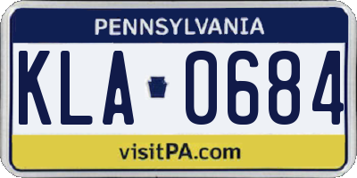 PA license plate KLA0684