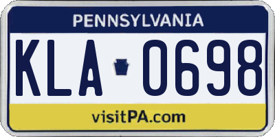 PA license plate KLA0698