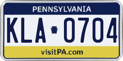 PA license plate KLA0704