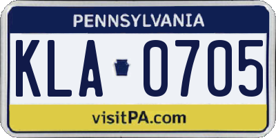 PA license plate KLA0705