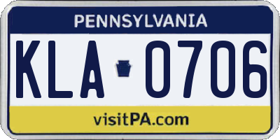 PA license plate KLA0706