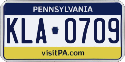 PA license plate KLA0709