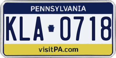 PA license plate KLA0718