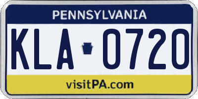PA license plate KLA0720