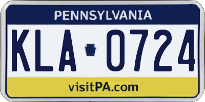 PA license plate KLA0724