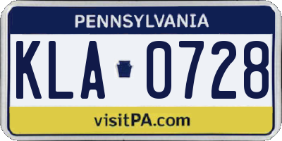 PA license plate KLA0728