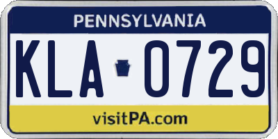 PA license plate KLA0729