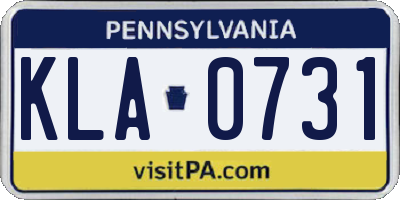 PA license plate KLA0731