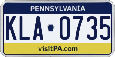 PA license plate KLA0735