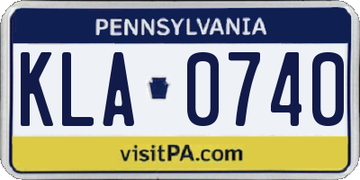 PA license plate KLA0740