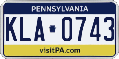 PA license plate KLA0743