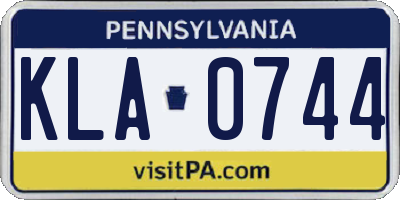 PA license plate KLA0744