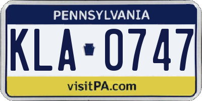 PA license plate KLA0747