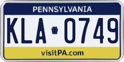 PA license plate KLA0749