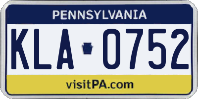 PA license plate KLA0752