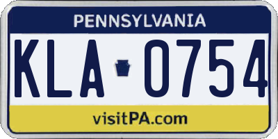 PA license plate KLA0754