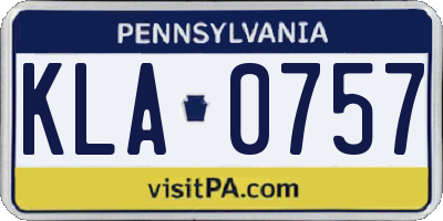 PA license plate KLA0757