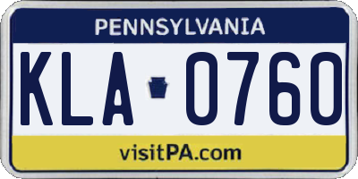 PA license plate KLA0760