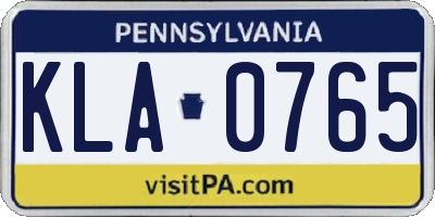PA license plate KLA0765