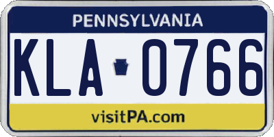 PA license plate KLA0766