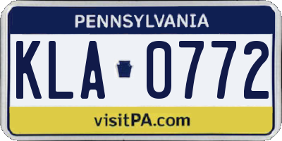 PA license plate KLA0772