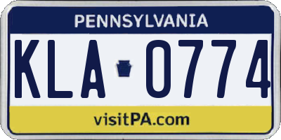 PA license plate KLA0774