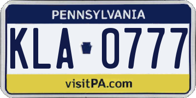 PA license plate KLA0777