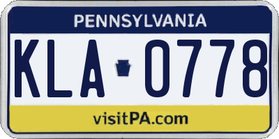 PA license plate KLA0778
