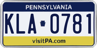 PA license plate KLA0781