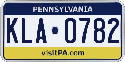 PA license plate KLA0782