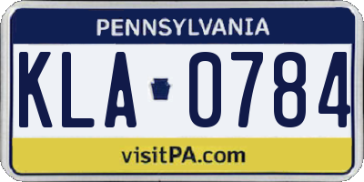 PA license plate KLA0784