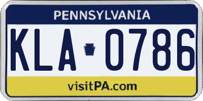 PA license plate KLA0786