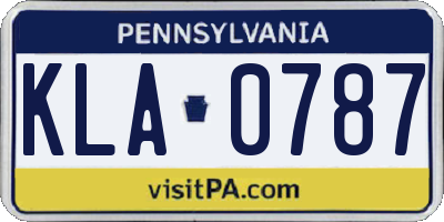 PA license plate KLA0787