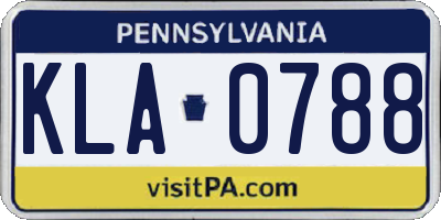 PA license plate KLA0788