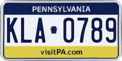 PA license plate KLA0789