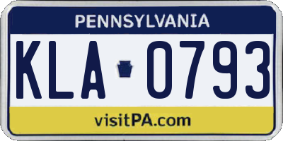 PA license plate KLA0793