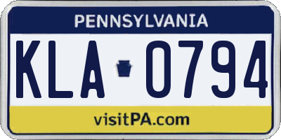 PA license plate KLA0794