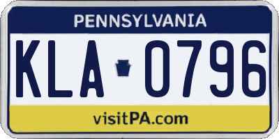 PA license plate KLA0796