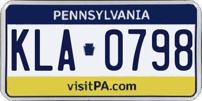 PA license plate KLA0798