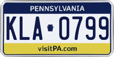 PA license plate KLA0799