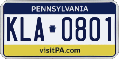 PA license plate KLA0801