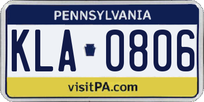 PA license plate KLA0806