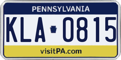 PA license plate KLA0815