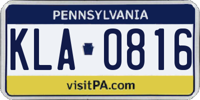 PA license plate KLA0816
