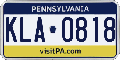 PA license plate KLA0818