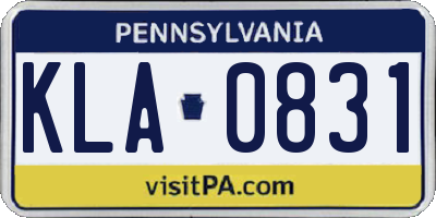 PA license plate KLA0831