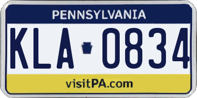 PA license plate KLA0834